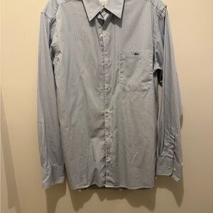 Lacoste Men's Blue Pinstripe Button-Down Shirt